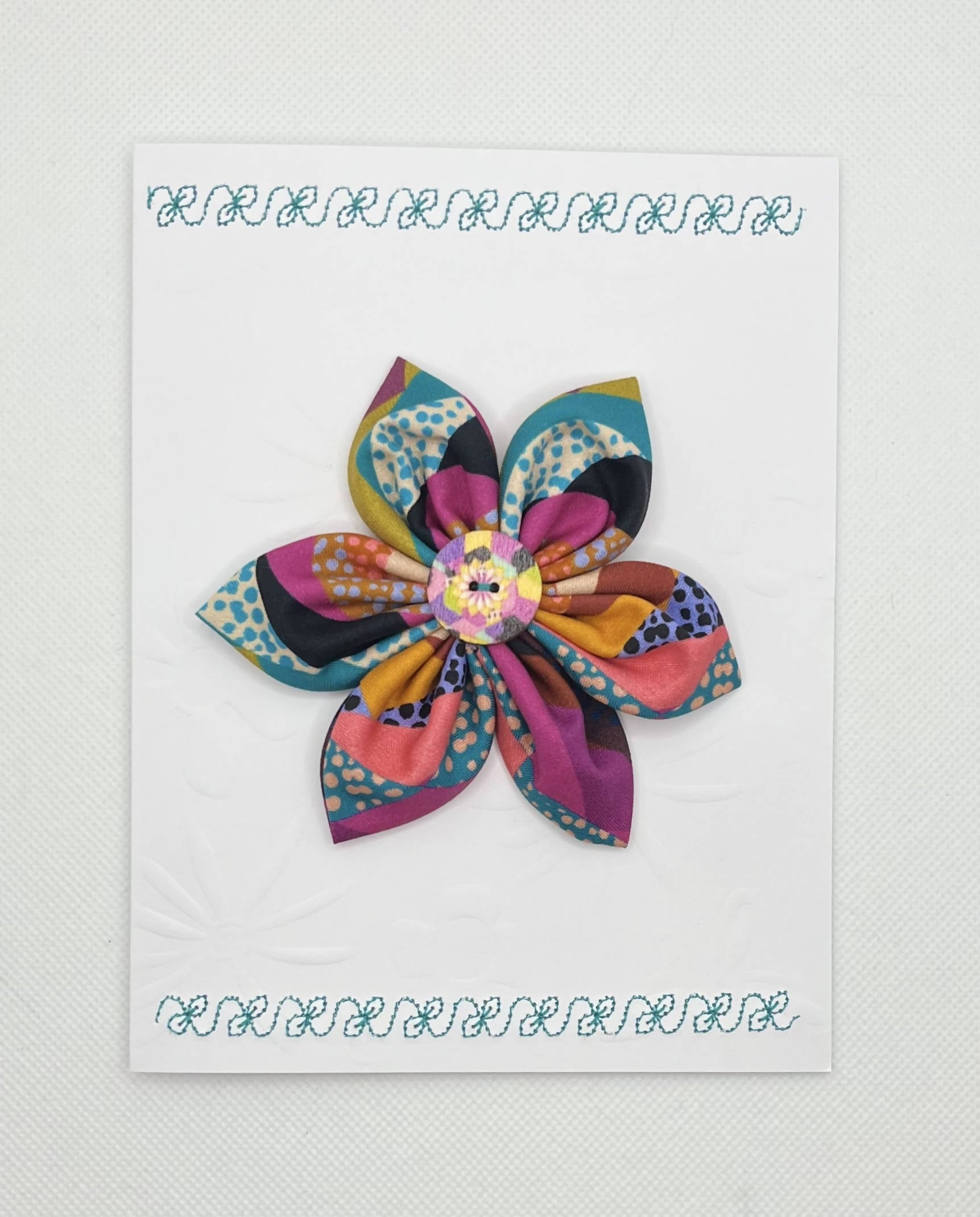 3D Fabric Flower Handcrafted Birthday Card