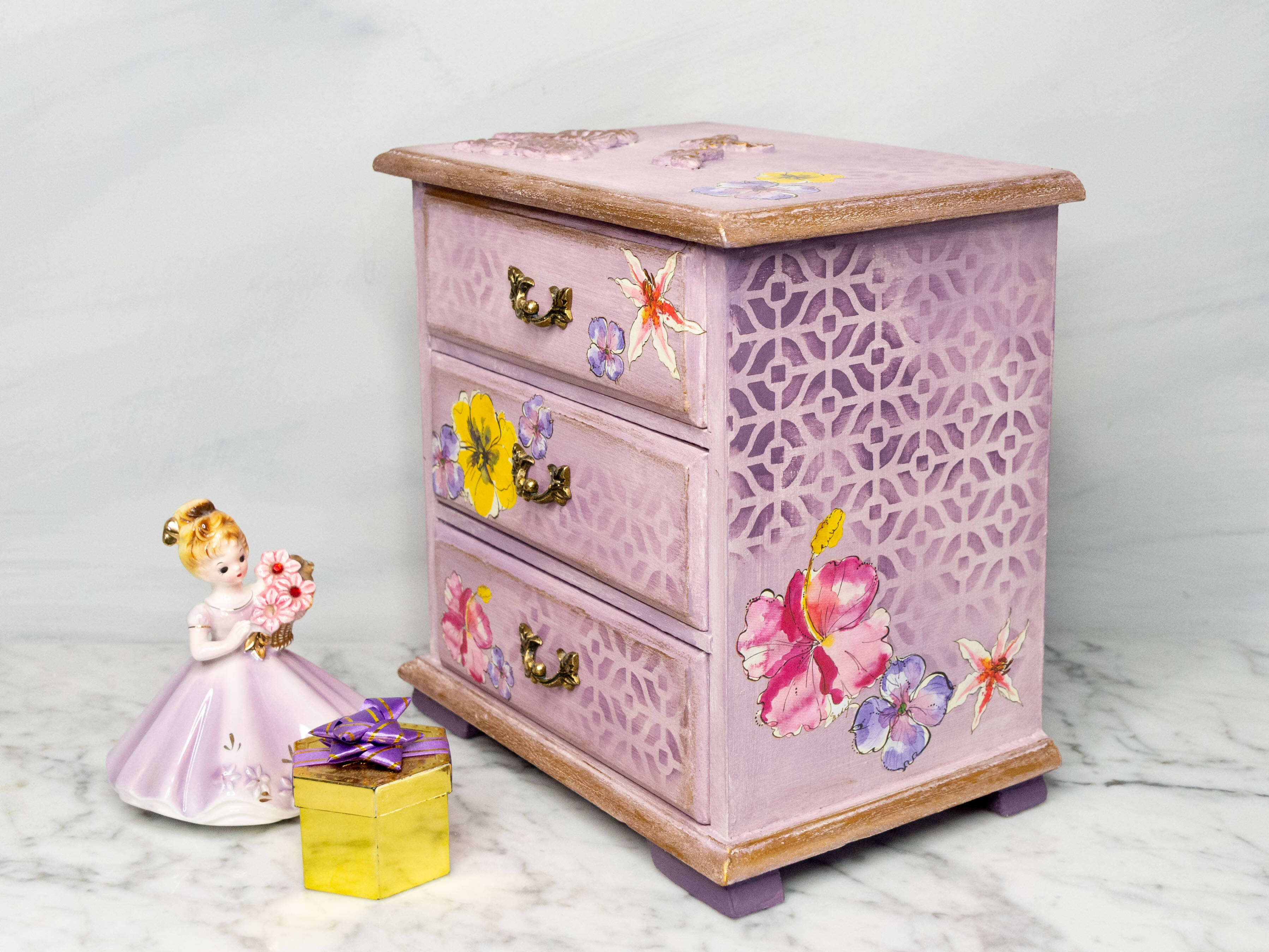 Unique hand painted jewellery box, Upcycled jewelry box, small cottage -  Ottawa Artisans