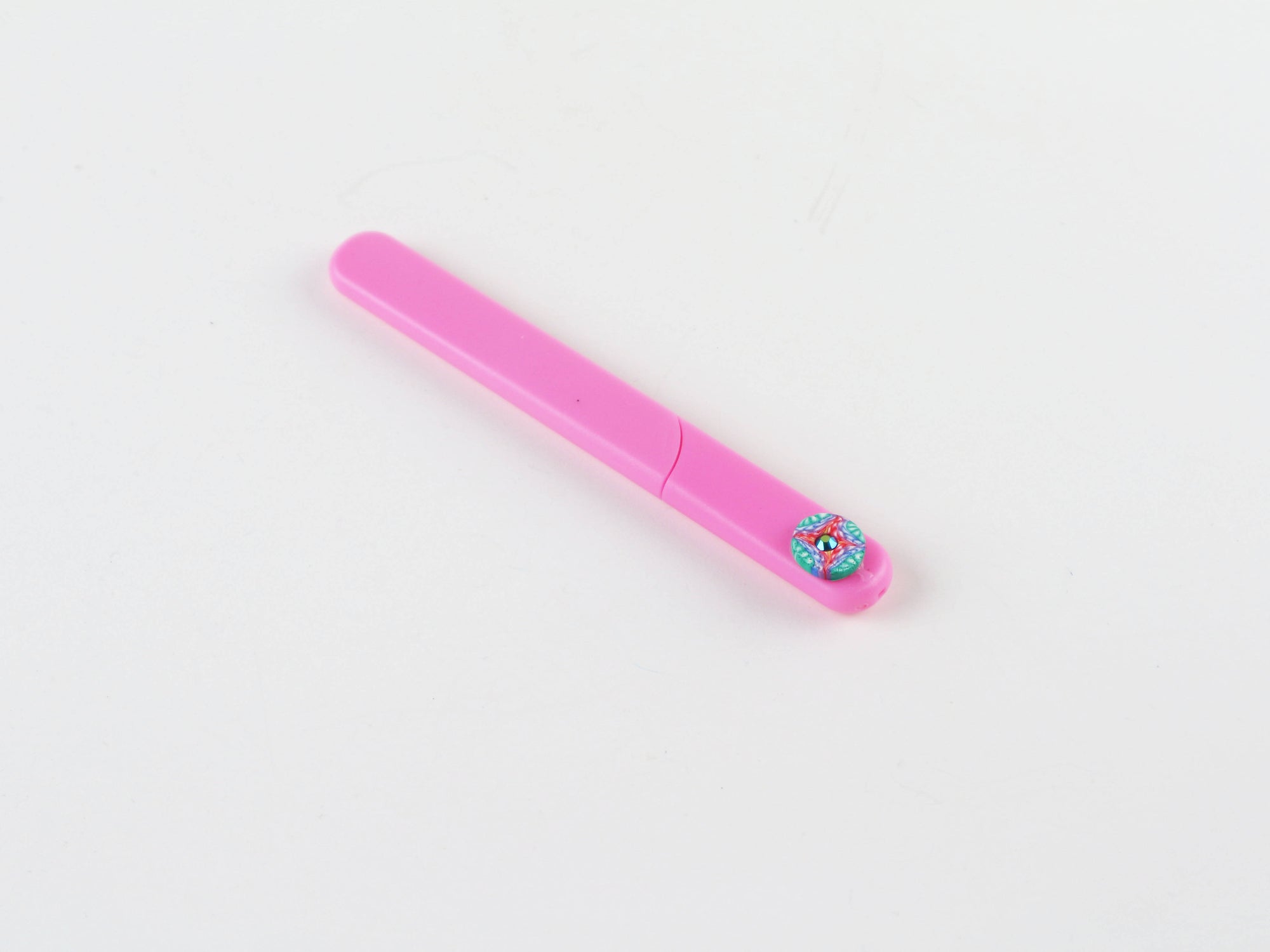Free Shipping- Crystal Nail File w/ Hard Case- Pink with Flower and Gem Accent