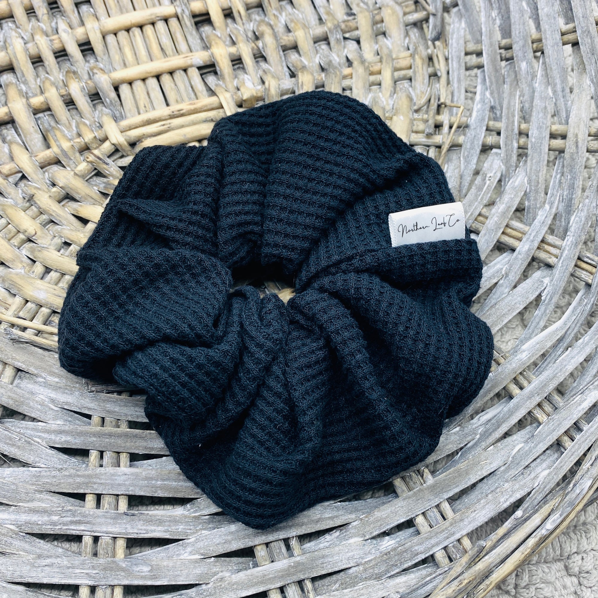 Black Ribbed Scrunchie - FREE SHIPPING