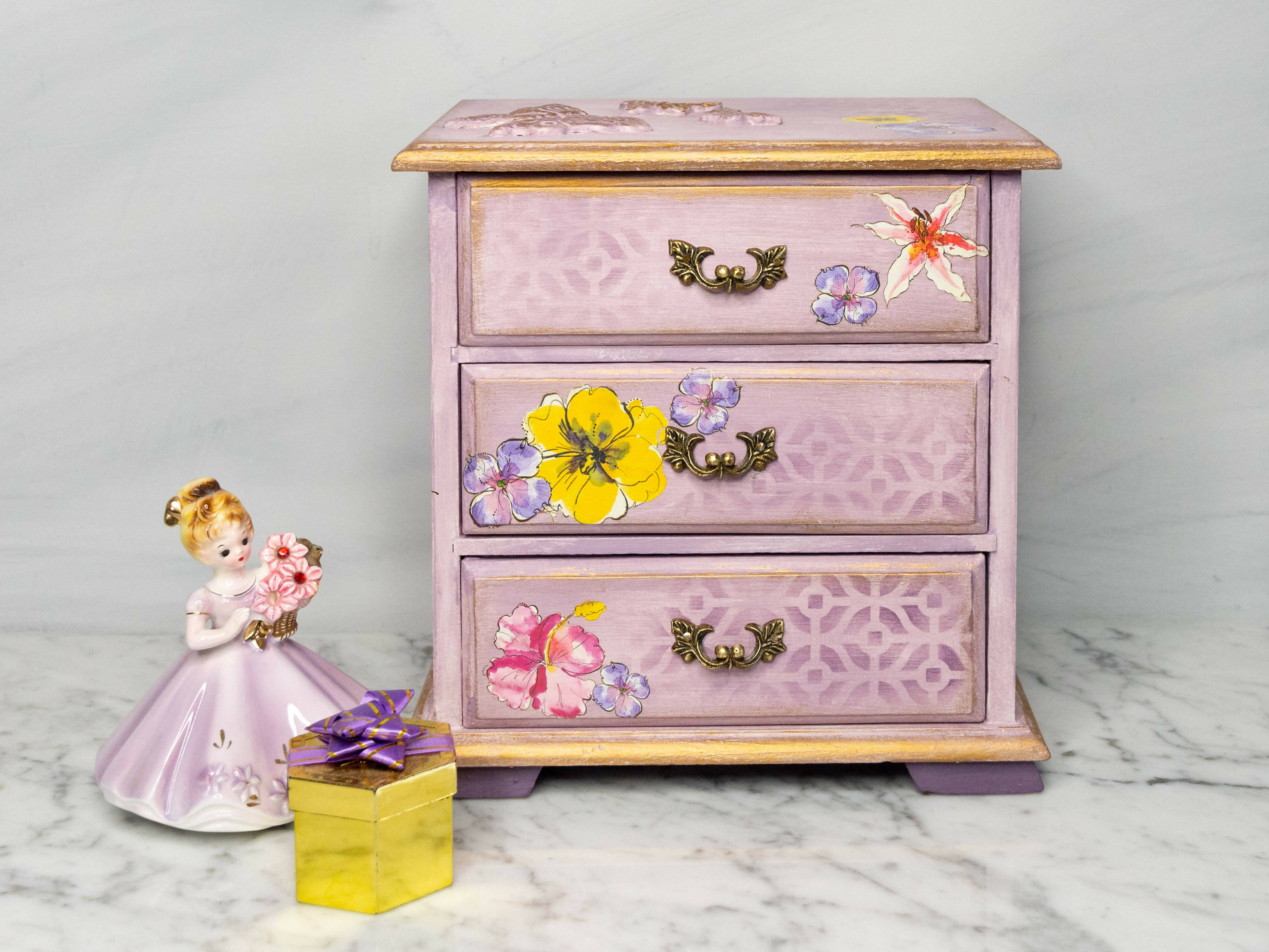 Unique hand painted jewellery box, Upcycled jewelry box, small cottage -  Ottawa Artisans