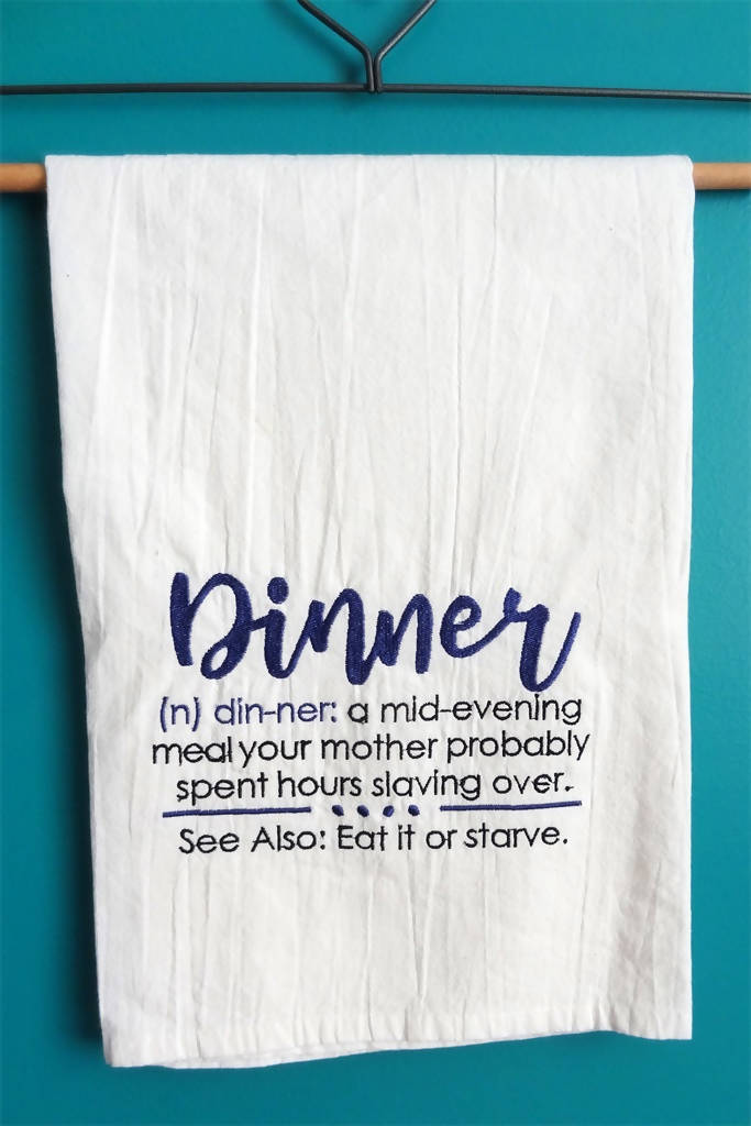 Funny Cotton Kitchen Towel - Eat It or Starve