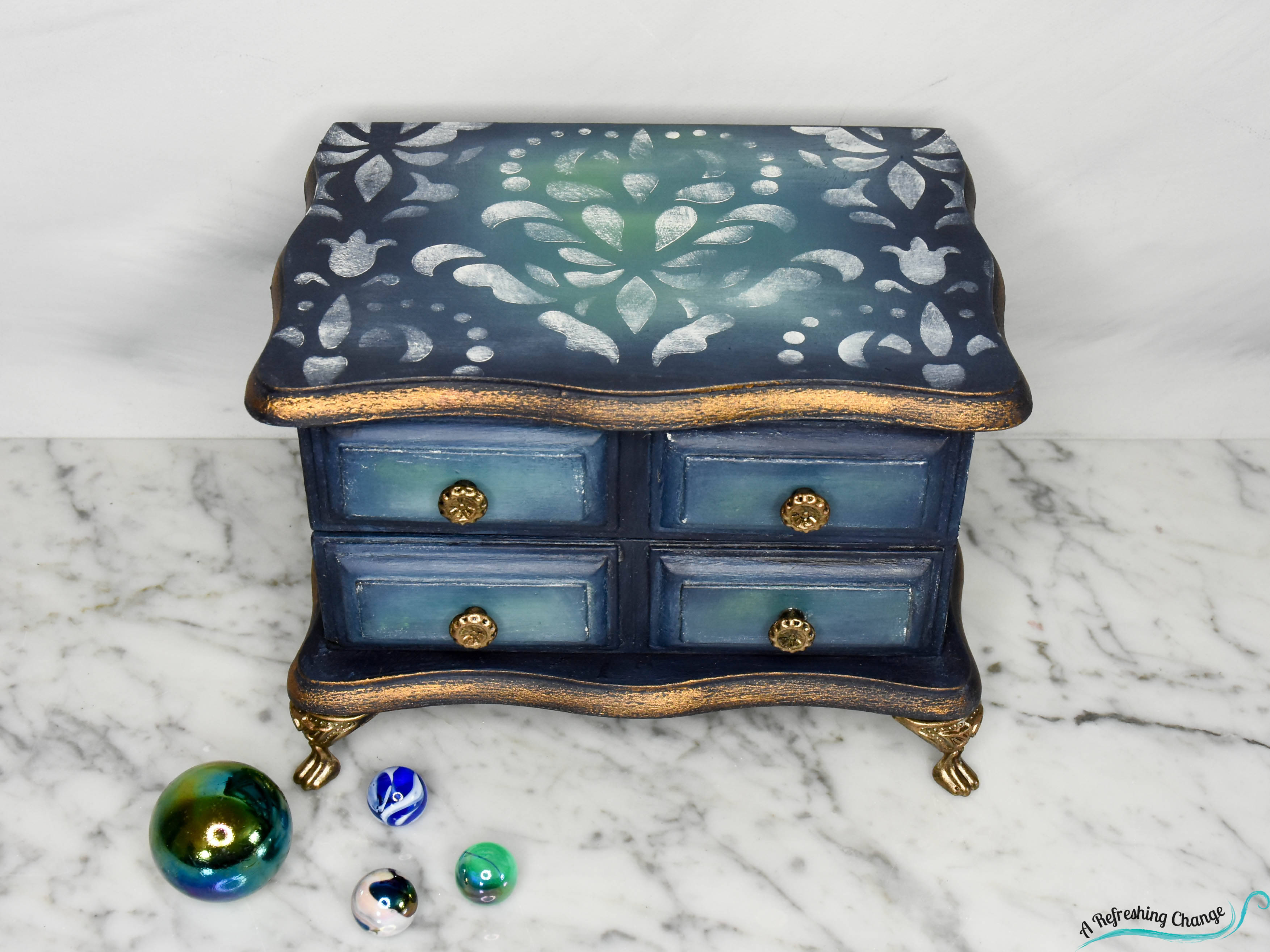 Unique hand painted jewellery box, Upcycled jewelry box, small cottage -  Ottawa Artisans