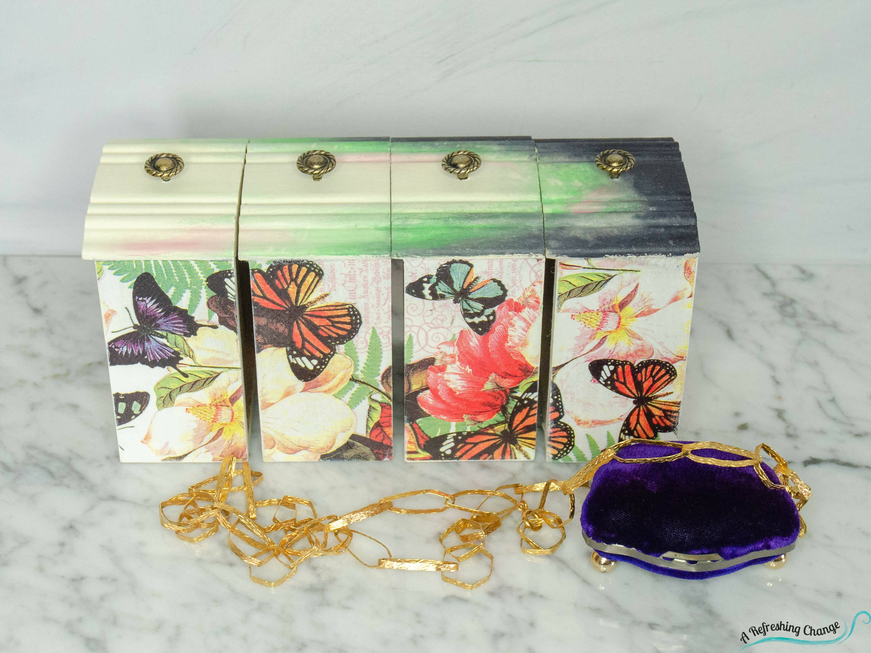 Unique Upcycled Vintage Jewelry Box, Monarch Butterfly Jewellery box -  Ottawa Artisans