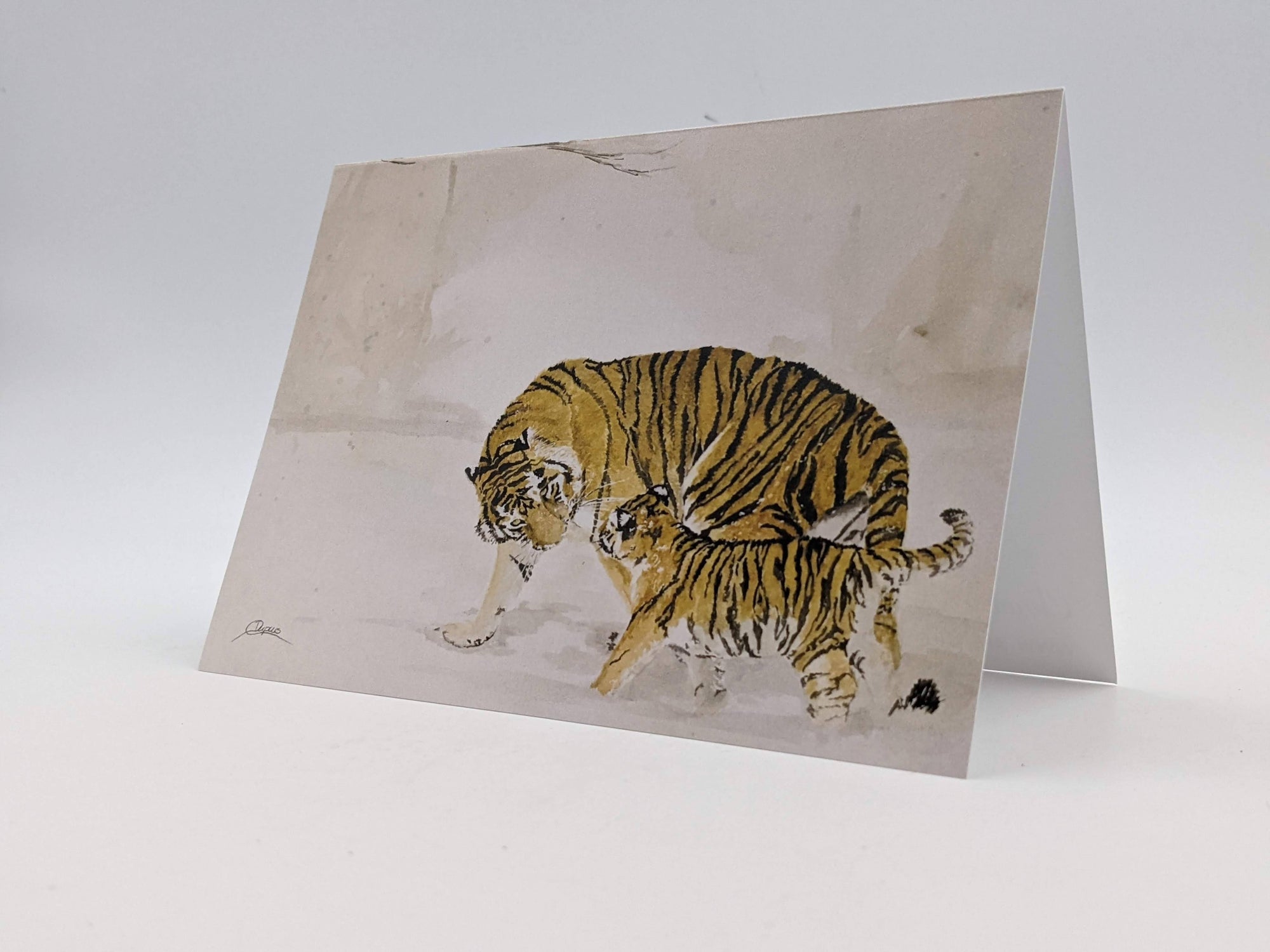 Greeting Card - Tiger adult and cub