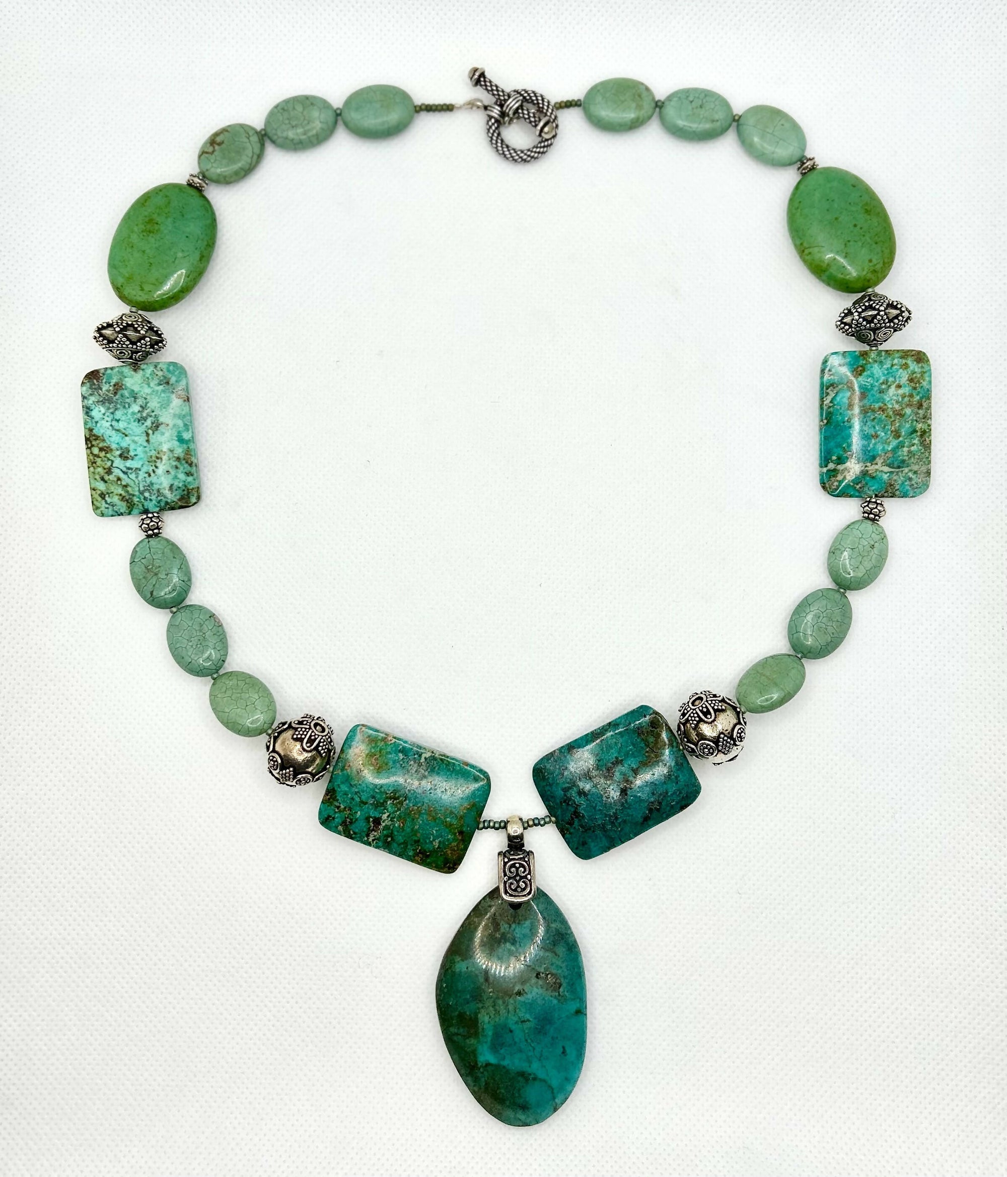 Green Turquoise and Sterling Silver Necklace
