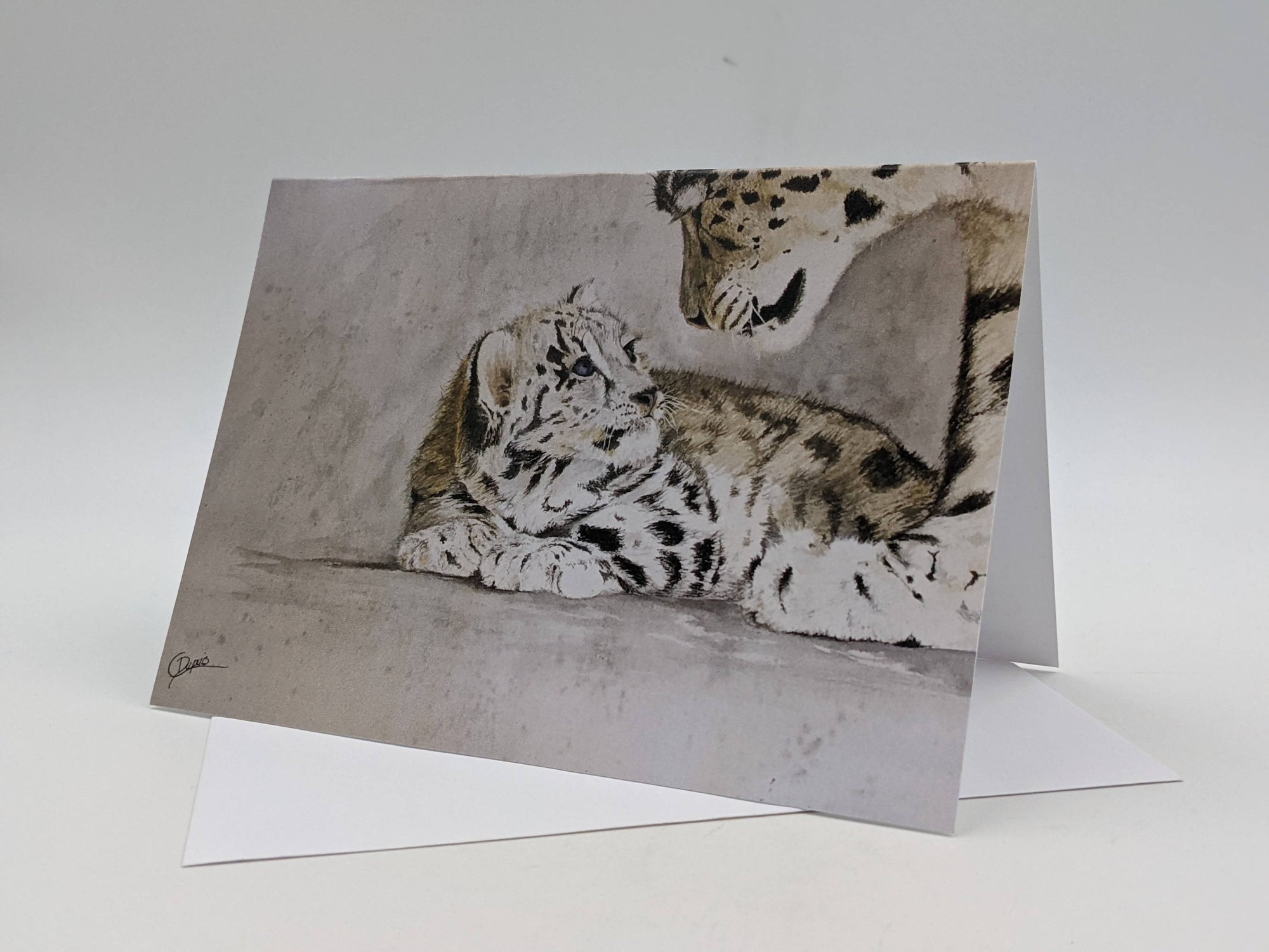 Greeting Card - Snow Leopard - Family