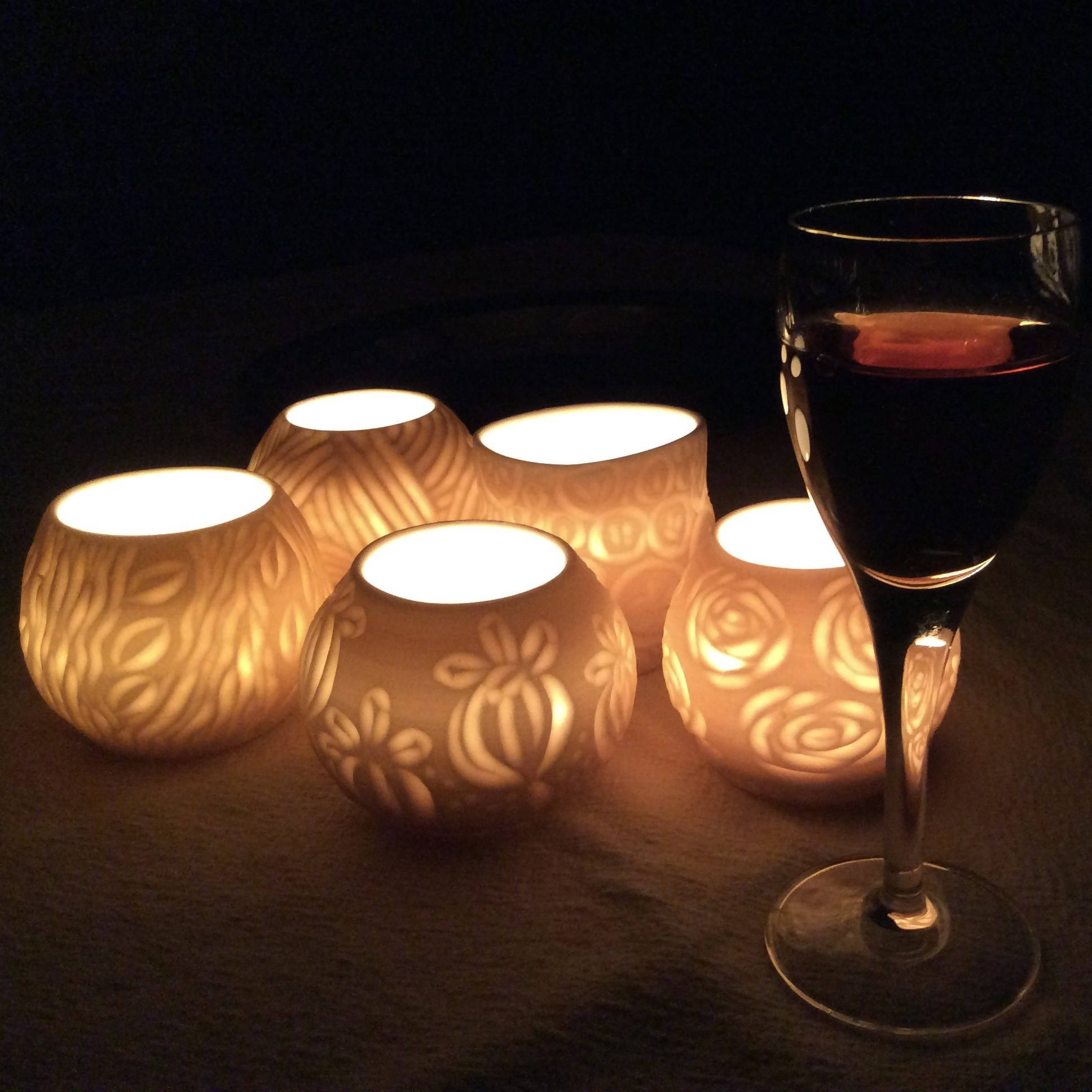Hand Carved "Glowball" Tealight Lanterns