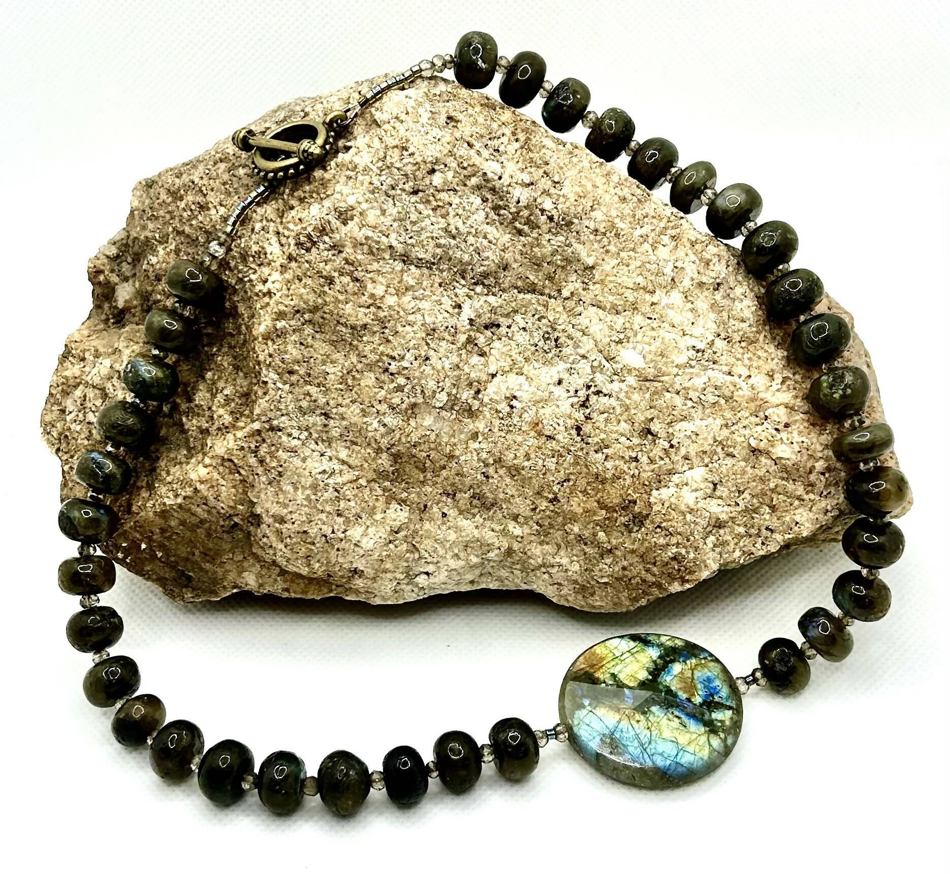 Labradorite Kaleidoscope Necklace with Swarovski Crystals
