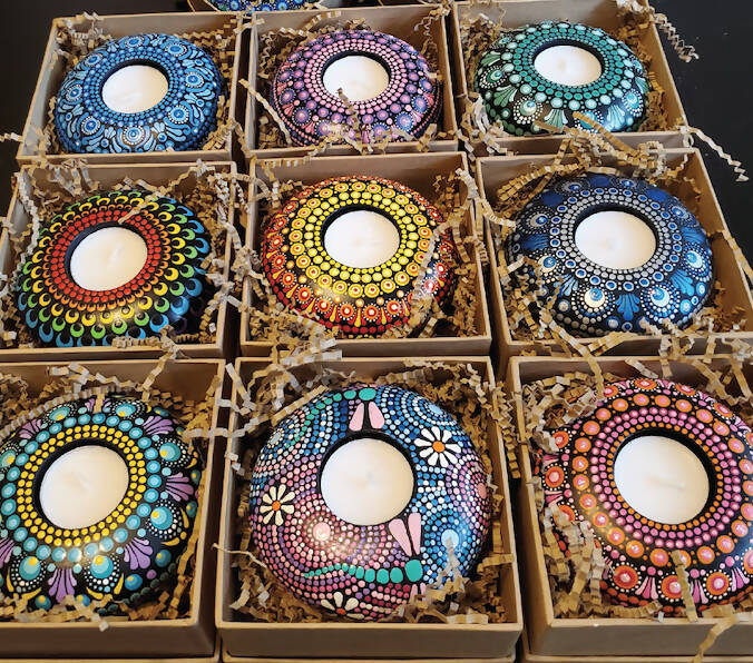Hand Painted Mandala Tea Light Holders
